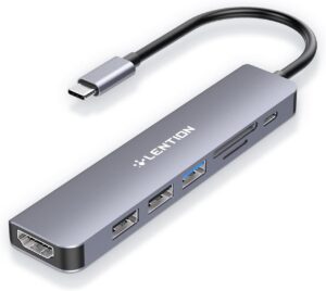 LENTION 7-in-1 USB C Hub, 4K@60Hz HDMI, 100W PD, Card Reader, USB 3.0 & 2.0 | Plug and Play, Stable Driver 3.0 Certified, for macOS, iOS/iPadOS, Windows & ChromeOS (CB-CE18, Space Gray)