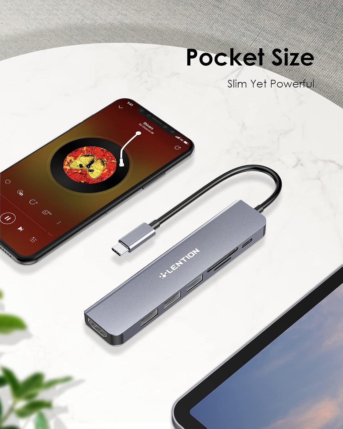 LENTION 7-in-1 USB C Hub, 4K@60Hz HDMI, 100W PD, Card Reader, USB 3.0 & 2.0 | Plug and Play, Stable Driver 3.0 Certified, for macOS, iOS/iPadOS, Windows & ChromeOS (CB-CE18, Space Gray) - Image 8