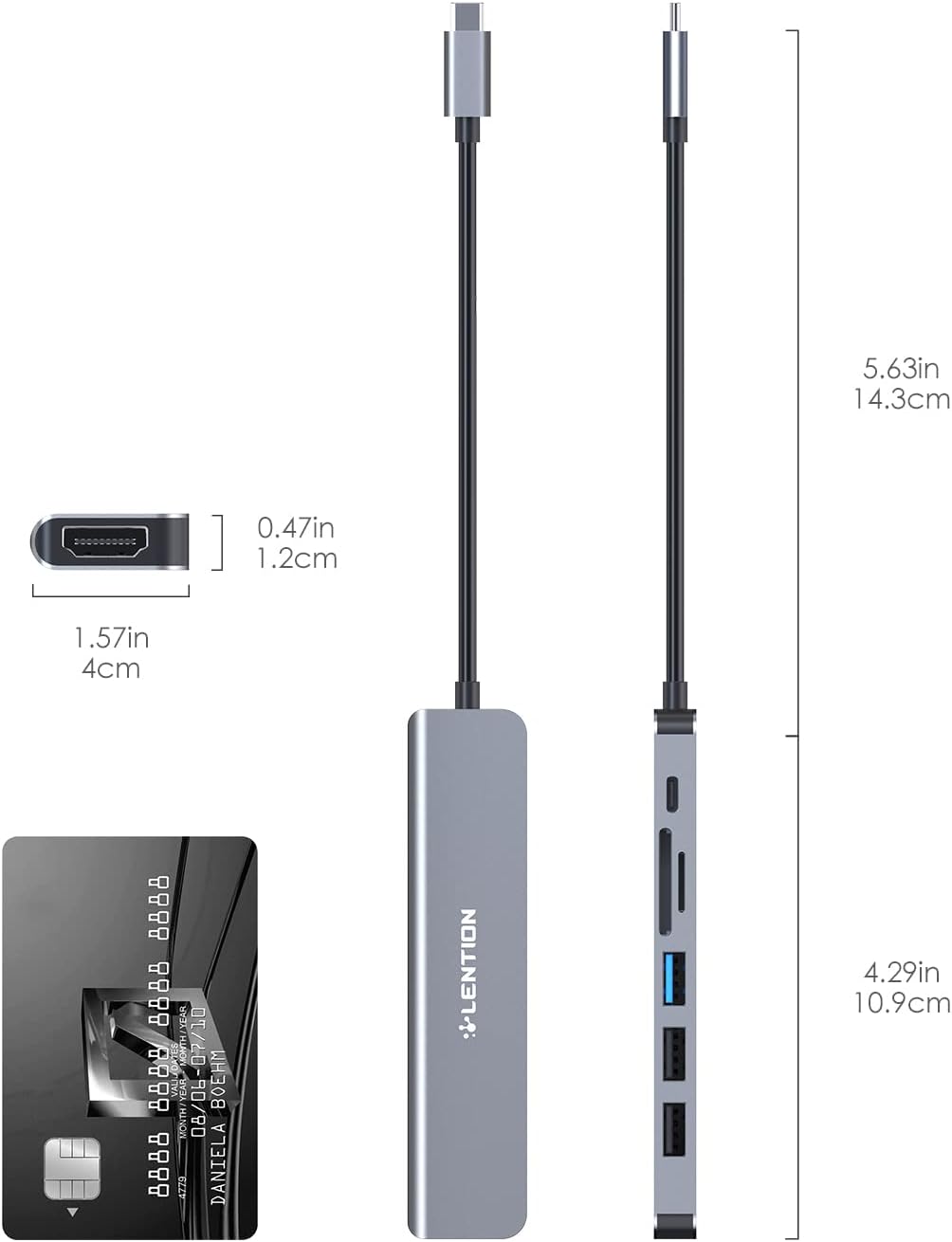 LENTION 7-in-1 USB C Hub, 4K@60Hz HDMI, 100W PD, Card Reader, USB 3.0 & 2.0 | Plug and Play, Stable Driver 3.0 Certified, for macOS, iOS/iPadOS, Windows & ChromeOS (CB-CE18, Space Gray) - Image 9