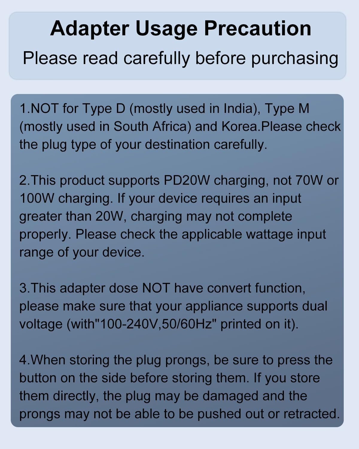 Universal Travel Adapter, 2 USB-C & 1 USB-A, Cover 200+ Countries | PD 20W, International Plug Adapter, All in One Portable Adapter, NOT A Voltage Converter, for USA, UK, EU, AU (White) - Image 8