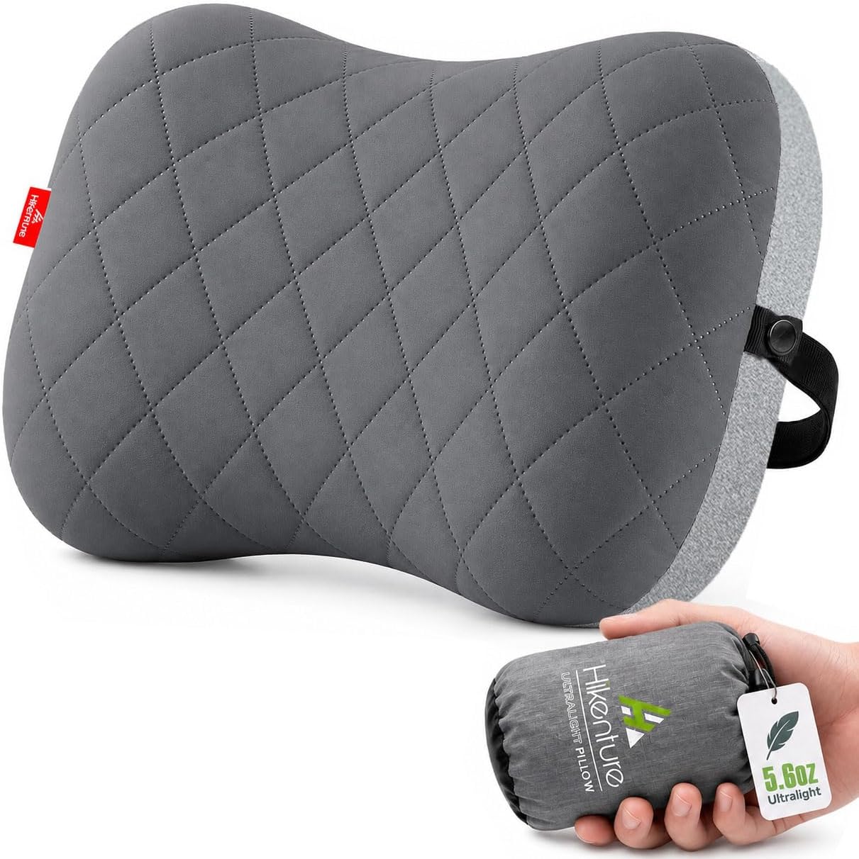 Hikenture Camping Pillow with Removable Cover, Ultralight Inflatable Pillow | Ergonomic Neck Lumber Support, Upgrade Leakproof Backpacking Pillow, Portable Packable for Hiking, Beach, Travel