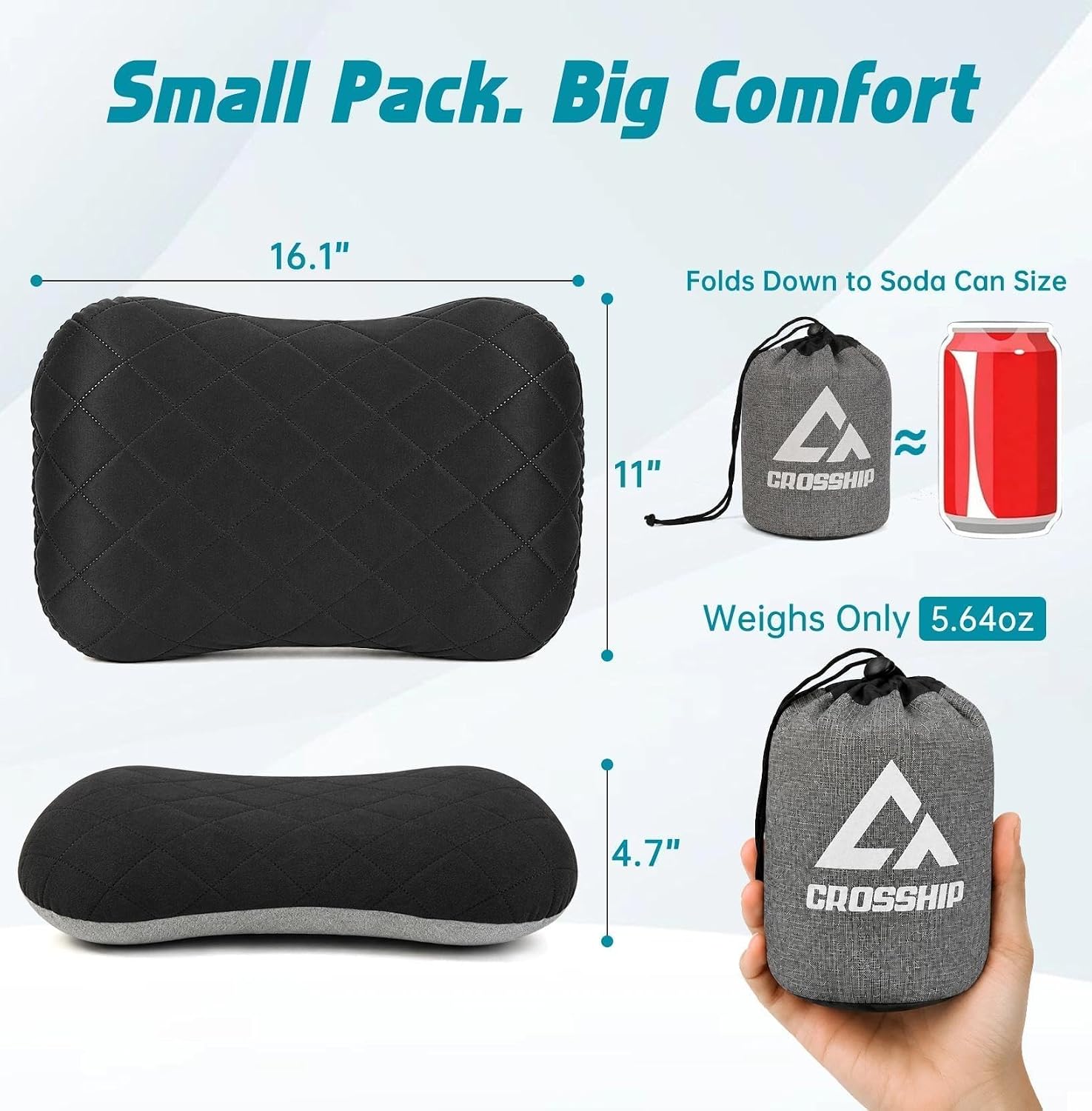 Inflatable Camping Pillow with Removable Cover - Hammock Pillow | Ergonomic Neck & Lumbar Support, Backpacking Pillow with Washable Cover, Ultimate Comfort for Camp, Travel, Easy to Inflate - Image 7