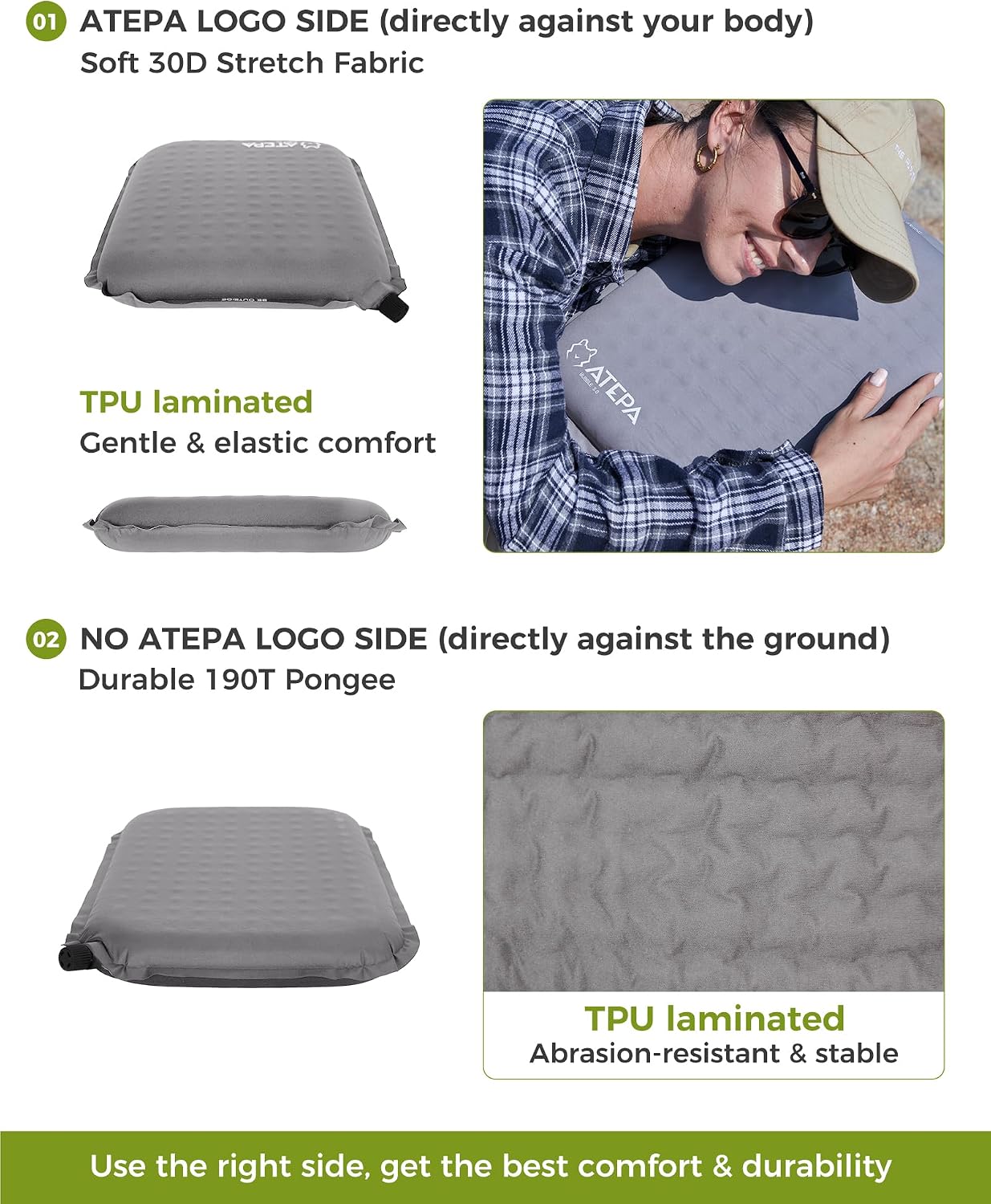 ATEPA Inflatable Seat Cushion | 2" & 2.5" Foam Core Seat Pad, Compact, Stadium, Airplane, Travel, Camping, Hiking, Sports Events - Image 6